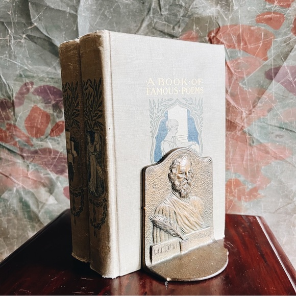 Vtg Henry Wadsworth Longfellow Cast Iron Bookends